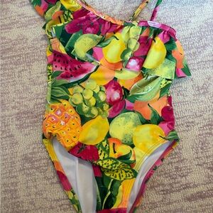 Tropical Fruit Print Kids Swimsuit